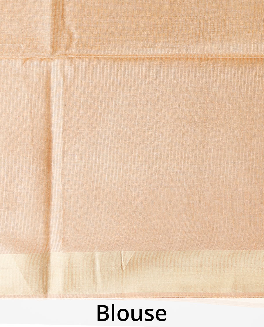 Brown  tusser silk saree with self zari border