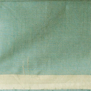 Green floral design tusser silk saree with self zari border