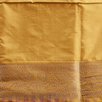 Blue jacquard banaras silk saree with self paisleys design border