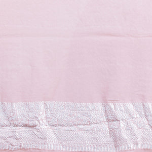 Pink floral vine design  banaras georgette saree with self inticate zari border