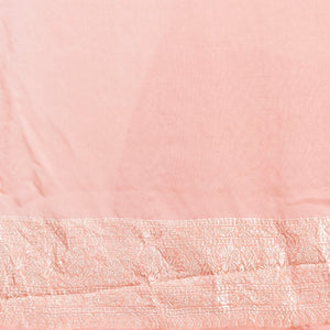 Peach rangkat style banaras georgette saree with contrast floral zari border