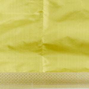 Yellow floral jacquard banaras silk saree with self intricate zari border
