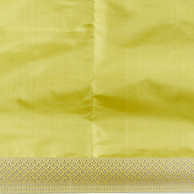 Yellow floral jacquard banaras silk saree with self intricate zari border