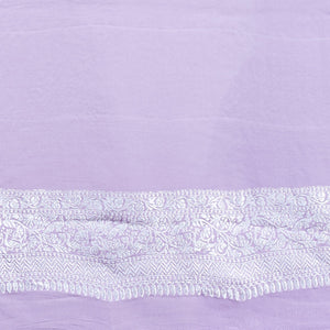 Lavender  floral jacquard banaras georgette saree with self intricate zari border