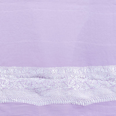 Lavender  floral jacquard banaras georgette saree with self intricate zari border