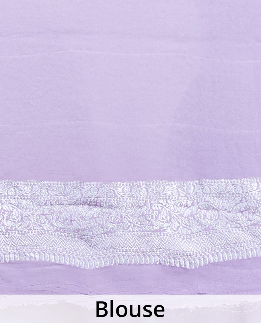 Lavender  floral jacquard banaras georgette saree with self intricate zari border