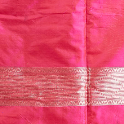 Pink geometric zari design banaras silk saree with self geometric zari border