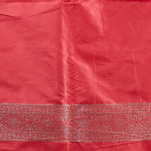 Pink  floral jacquard banaras silk saree with self intricate zari border
