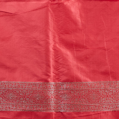 Pink  floral jacquard banaras silk saree with self intricate zari border