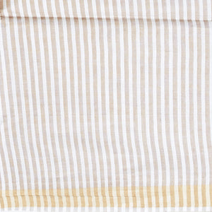 Cream zig zag striped design tusser silk saree with self zari border