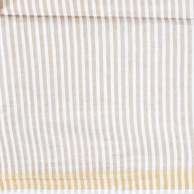 Cream zig zag striped design tusser silk saree with self zari border