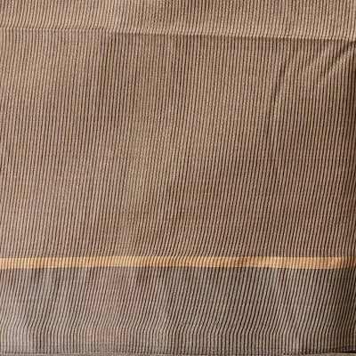 Black zig zag striped tusser silk saree with self zari border