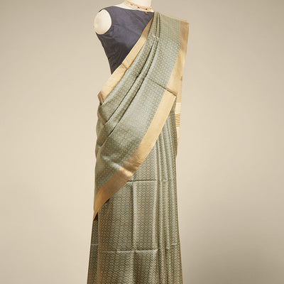 Black argyle design tusser silk saree with self zari border