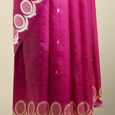 Purple floral buttas banaras silk saree with self floral buttas border