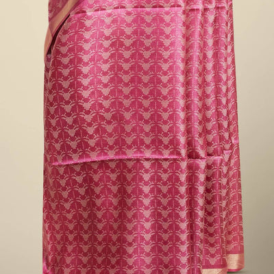 Purple intricate zari design tusser silk saree with self zari border