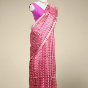 Purple intricate zari design tusser silk saree with self zari border