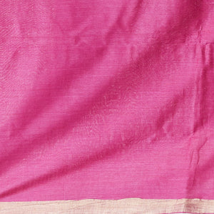 Purple floral tusser silk saree with self zari border