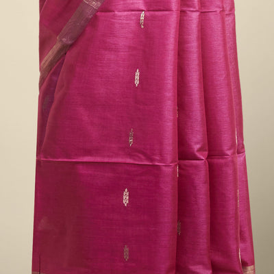 Purple floral tusser silk saree with self zari border