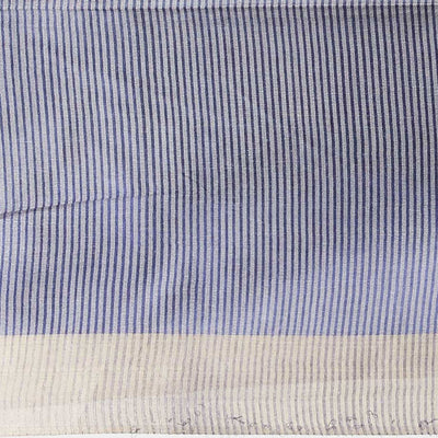 Blue  intricate zari design tusser silk saree with self-zari border