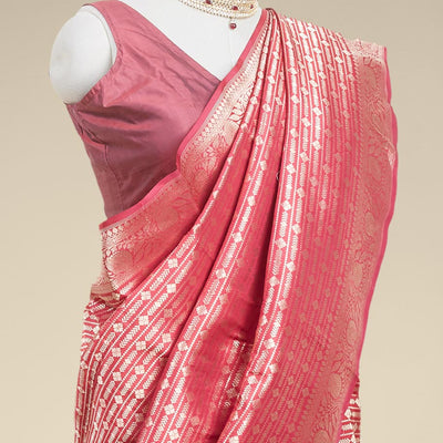 maroon striped zari design kathan silk saree with self floral border