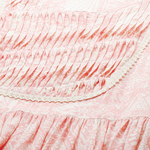 Ethnic Printed A-Line Flared Midi Dress - Light Pink