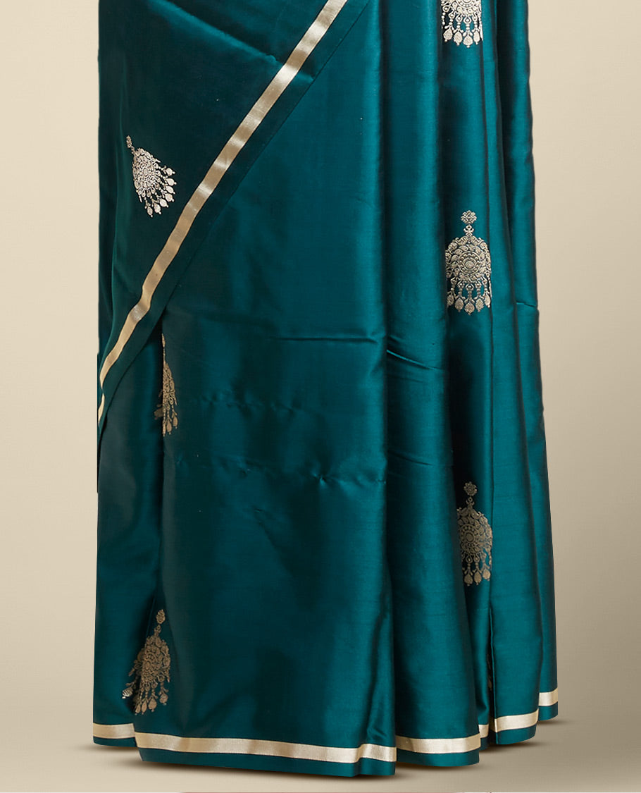 Green buttas kathan silk saree  with self zari border