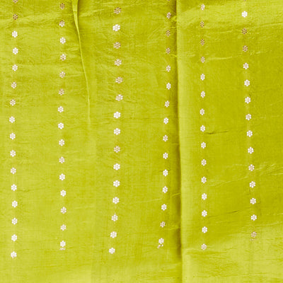 Green floral buttas banaras silk saree with floral buttas border