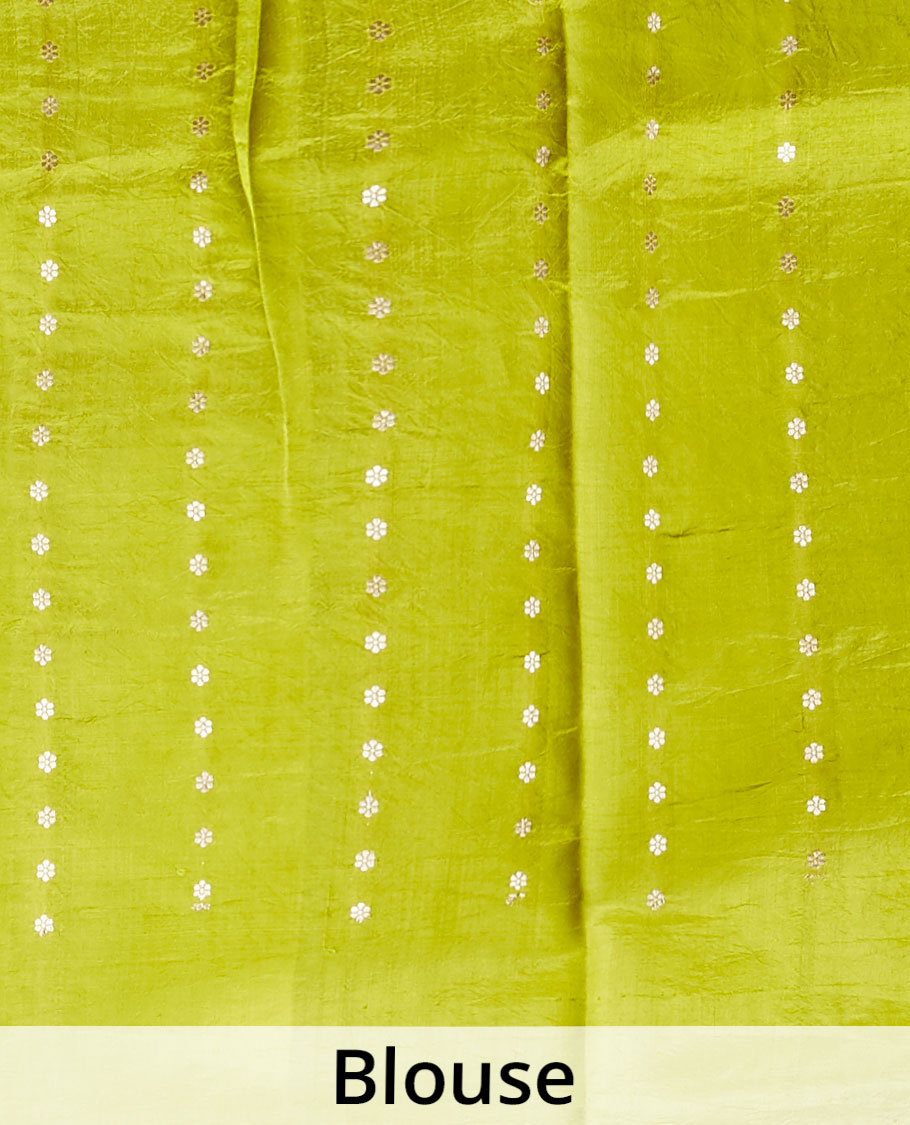 Green floral buttas banaras silk saree with floral buttas border