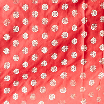 Red floral buttas kathan silk saree with self zari border