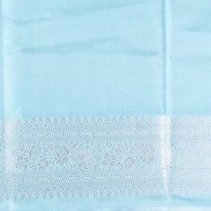 Blue floral jacquard banaras silk saree with self-intricate zari border