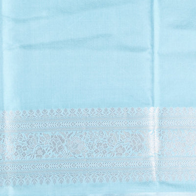 Blue floral jacquard banaras silk saree with self-intricate zari border