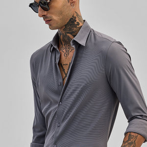 Grey Stretchable Slim Fit Shirt