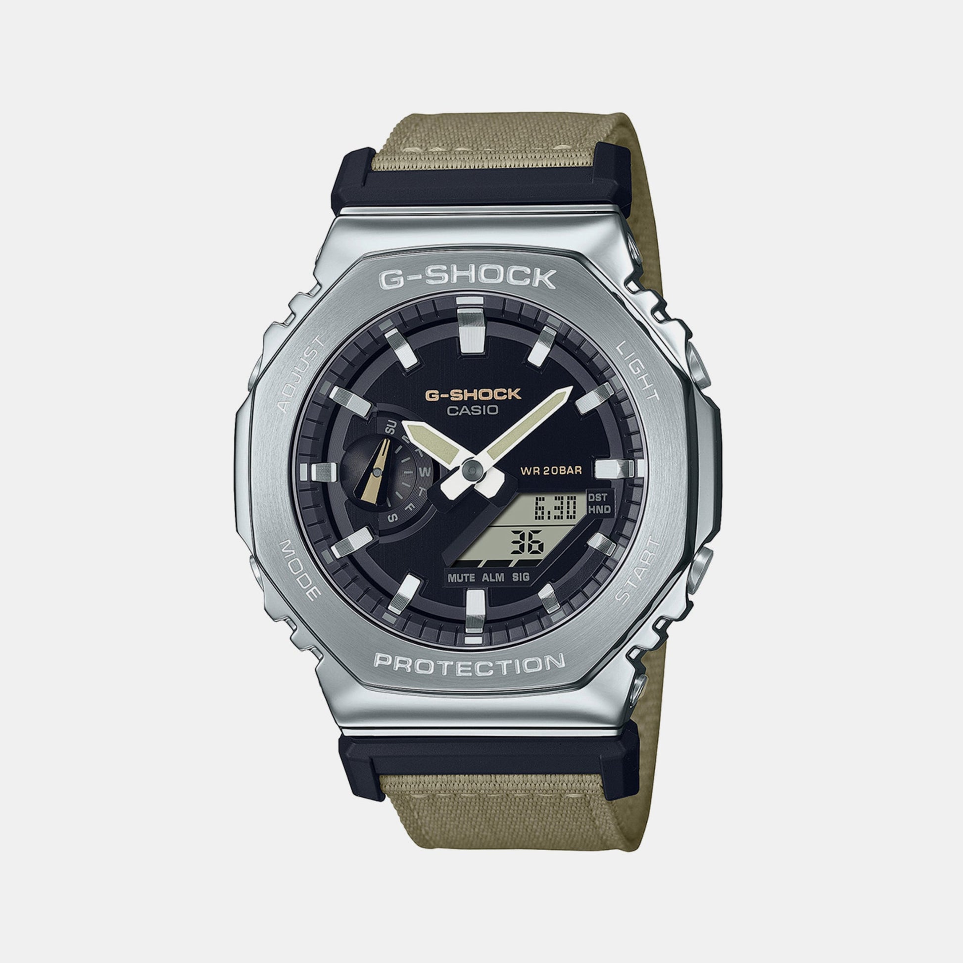 G-Shock Men Quartz Grey Dial Analog-Digital Fabric Watch G1372