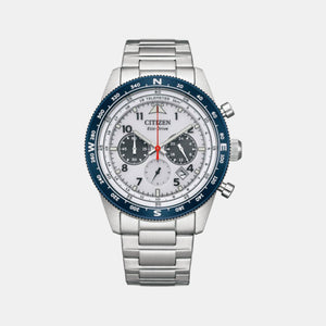 Eco-Drive Men Eco-Drive White Dial Chronograph Stainless Steel Watch CA4554-84H