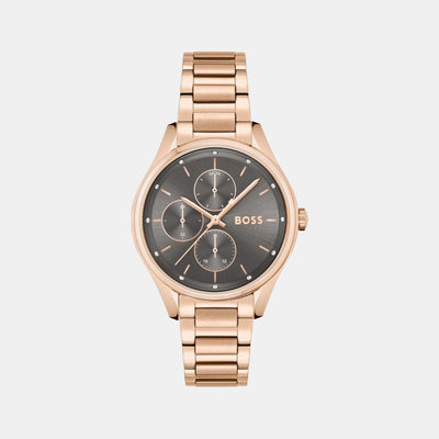 Grand Course Women Quartz Grey Dial Analog Stainless Steel Watch 1502603