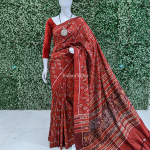 Red Maroon Village Theme Designer Contemporary Silk Saree