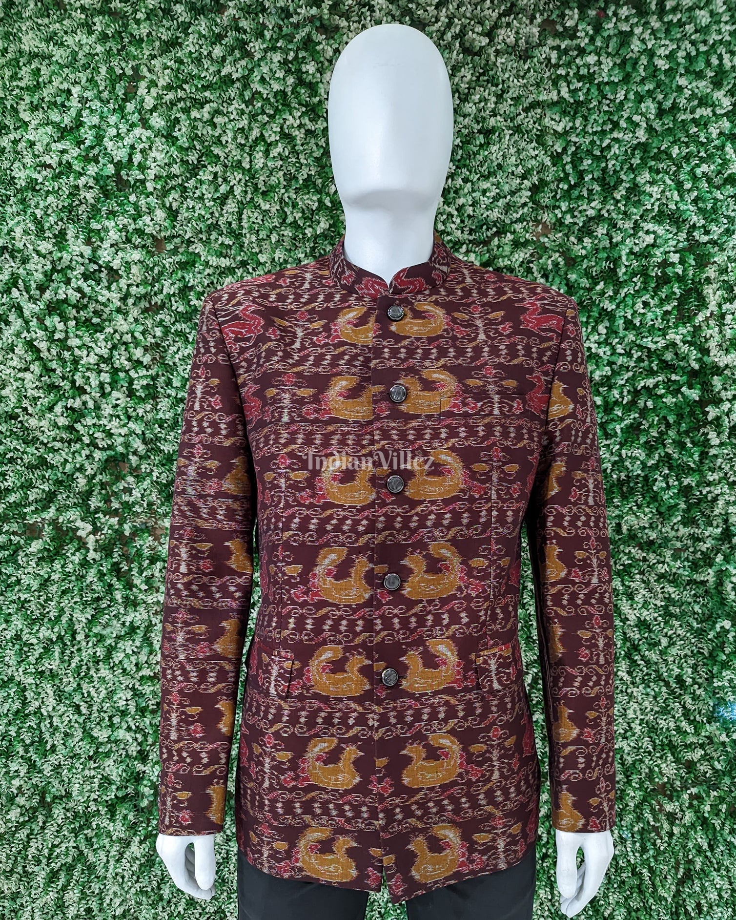 Coffe Jodhpuri bandhgala Odisha Ikat Men's Casual Blazer