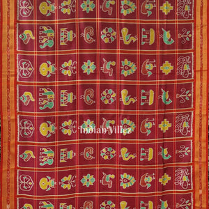 Maroon Nabakothi Khandua Silk Saree