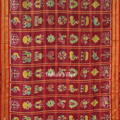 Maroon Nabakothi Khandua Silk Saree