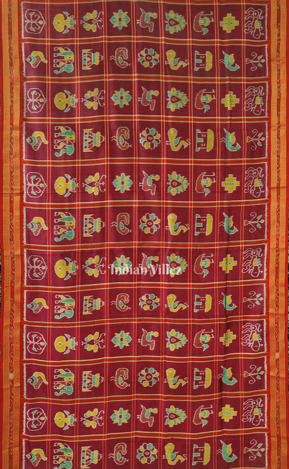 Maroon Nabakothi Khandua Silk Saree