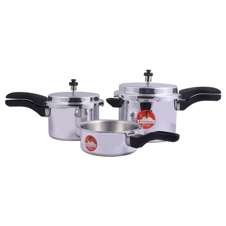 Power 2,3,5L Pressure Aluminium Cooker Combo.