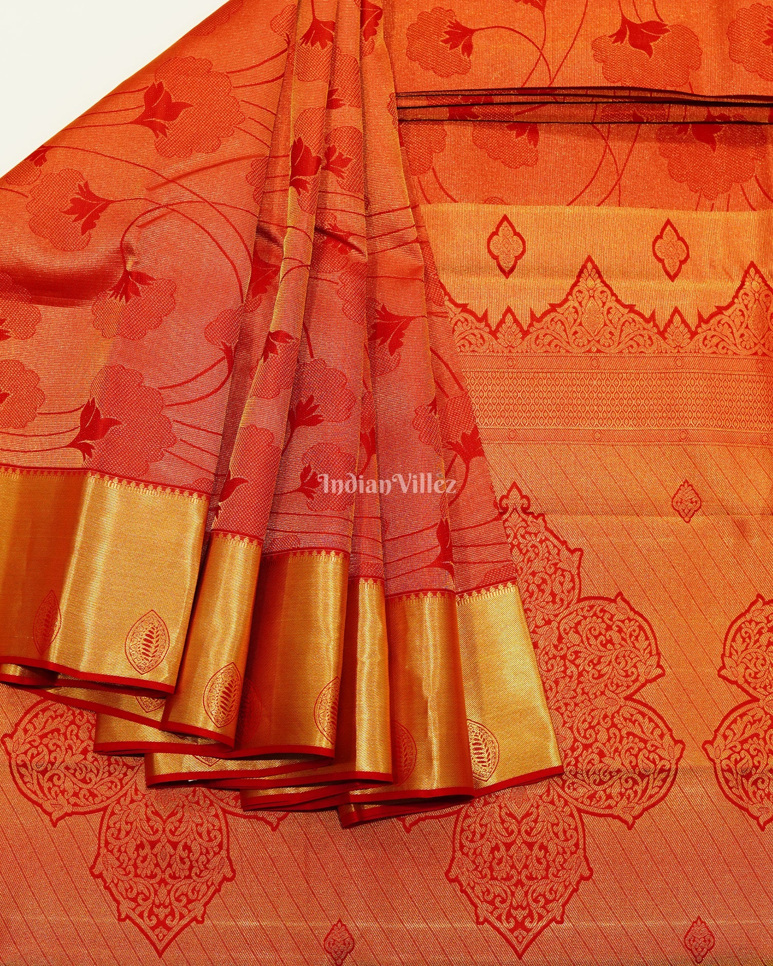 Red With Golden Border Pure Kanjivaram Silk Saree
