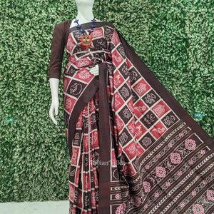 Pink Coffee  Nabakothi Odisha Ikat Contemporary Designer Saree
