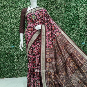 Maroon Odisha Handloom Sambalpuri Silk Saree