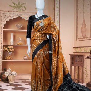 Deep Orange Odisha Ikat Jhoti Designer Contemporary Silk Saree