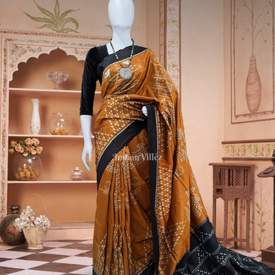 Deep Orange Odisha Ikat Jhoti Designer Contemporary Silk Saree