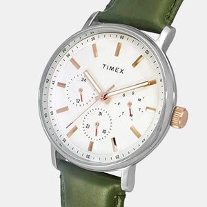 Fashion Men Quartz White Dial Chronograph Leather Watch TWEG20015