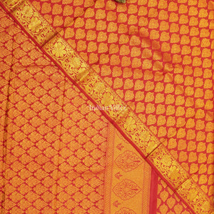 Rani With Golden Flower Motif Kanjivaram Silk Saree