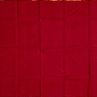 White Handloom Kanchipuram Korvai Silk Saree With Crimson Border