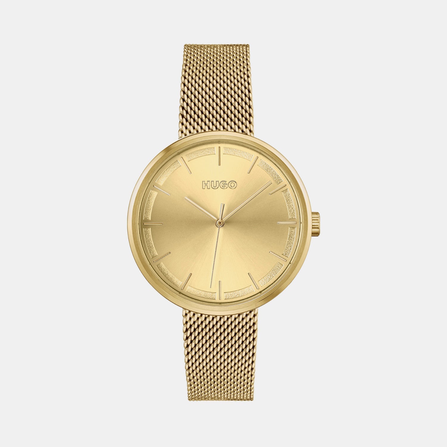 Crush Women Quartz Gold Dial Analog Mesh Watch 1540122